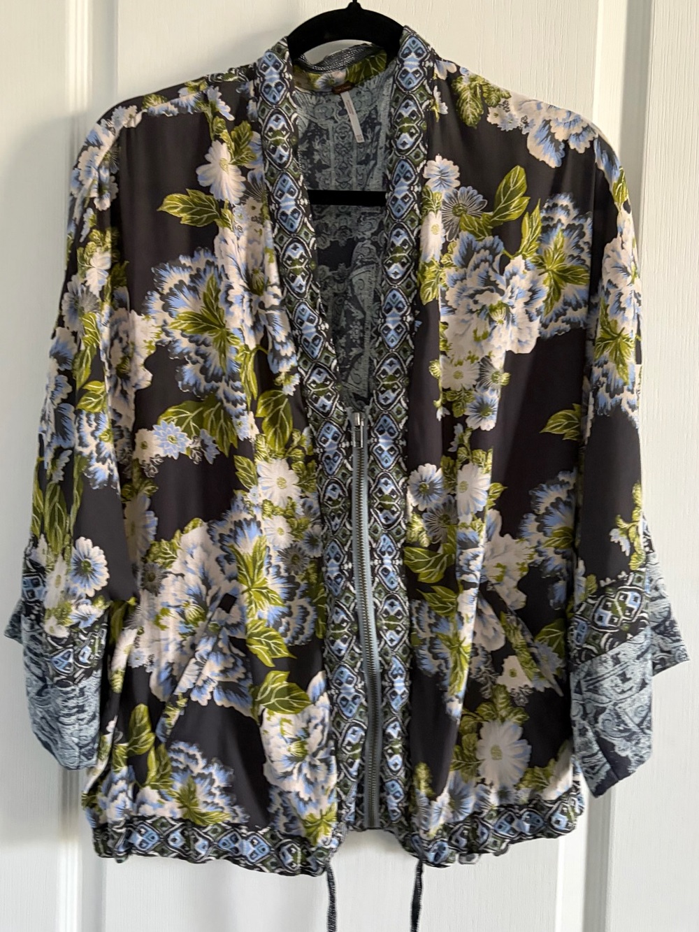 Free People Floral Printed Kimono Boho Blouse Size XS/S